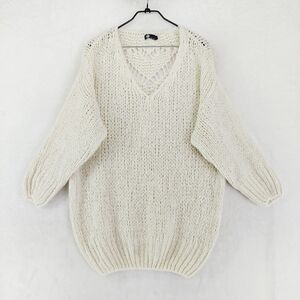 M Boutique V-Neck 3/4 Sleeve Knit Mohair/wool Blend Ivory Sweater P1706